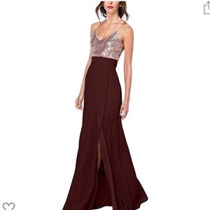 GMAR Rose Gold & Burgundy Evening/ Bridal Dress